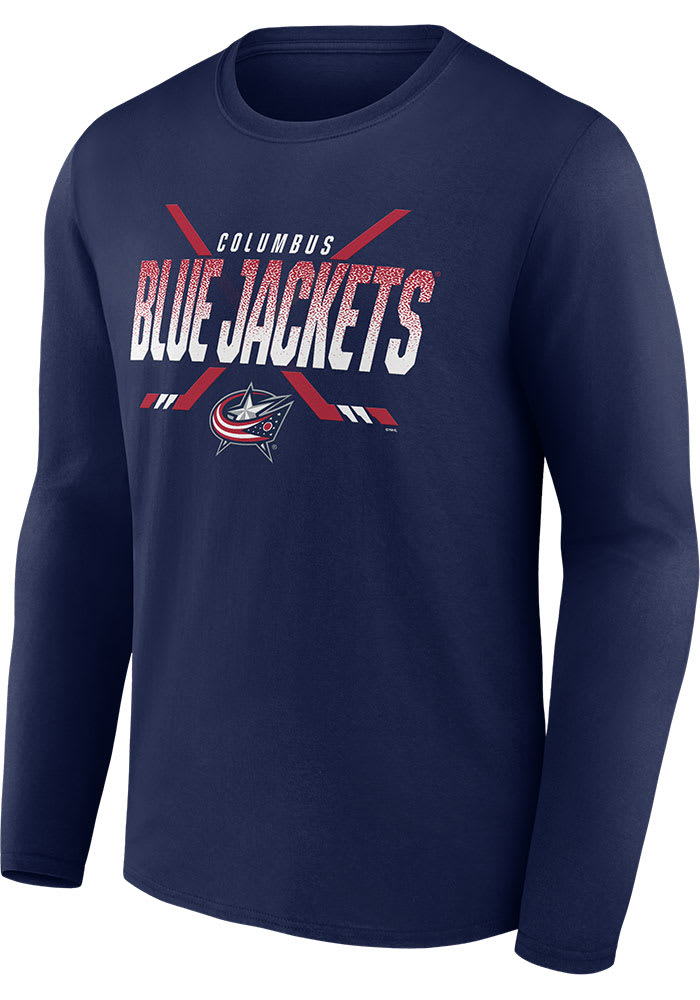 Columbus Blue Jackets Navy Blue Iconic Cotton Long Sleeve T Shirt