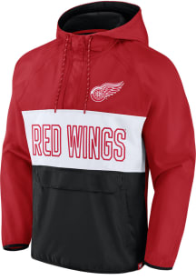 Detroit Red Wings Mens Red Iconic Defender Anorak Pullover Jackets