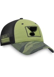 St Louis Blues Military Appreciation Trucker Adjustable Hat - Green