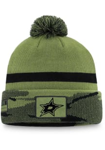 Dallas Stars Green Military Appreciation Cuff Pom Mens Knit Hat