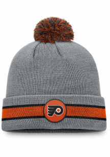 Philadelphia Flyers Grey Holiday Cuff Pom Mens Knit Hat