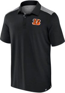 Cincinnati Bengals Mens Black Brushed Poly Blocked Short Sleeve Polo