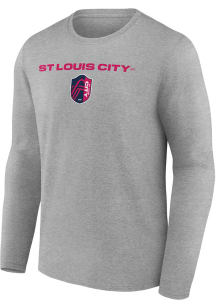 St Louis City SC Grey Wordmark Crest Long Sleeve T Shirt