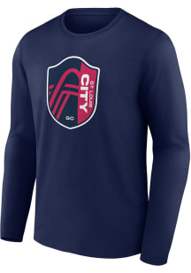 St Louis City SC Navy Blue Primary Crest Long Sleeve T Shirt
