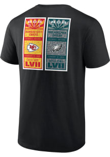 Kansas City Chiefs Black 2022 Super Bowl Ticket Match Up Short Sleeve T Shirt