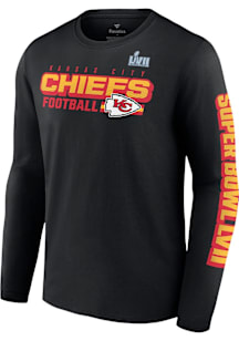 Kansas City Chiefs Black 2022 Super Bowl Bound Design Long Sleeve T Shirt