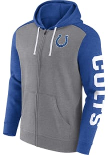 Indianapolis Colts Mens Grey DOWN AND DISTANCE Long Sleeve Full Zip Jacket