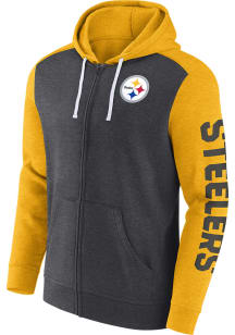 Pittsburgh Steelers Mens Grey DOWN AND DISTANCE Long Sleeve Full Zip Jacket