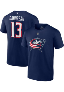 Johnny Gaudreau Columbus Blue Jackets Navy Blue Name And Number Short Sleeve Player T Shirt