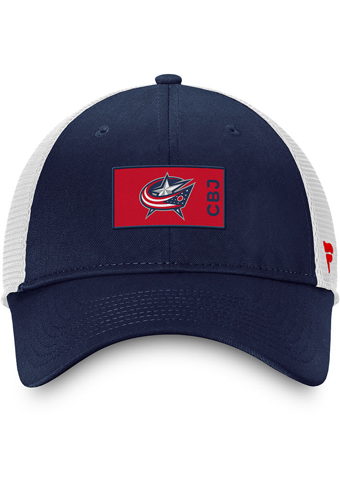 Columbus Blue Jackets 2022 Authentic Pro Primary Trucker Adjustable Hat - Navy Blue