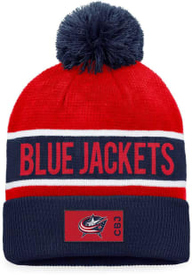 Columbus Blue Jackets Navy Blue 2022 Authentic Pro Cuffed Pom Mens Knit Hat