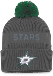 Dallas Stars Charcoal 2022 Authentic Pro Home Ice Cuffed Pom Mens Knit Hat