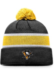 Pittsburgh Penguins Black Breakaway Cuff Pom Mens Knit Hat