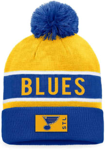 St Louis Blues Blue 2022 Authentic Pro Cuffed Pom Mens Knit Hat