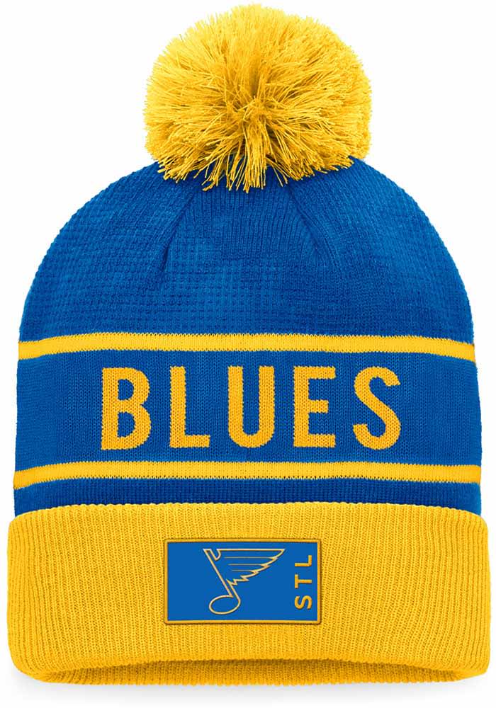 STL Blues Blues Blue Hats 2022 Authentic Pro Alt Cuffed Pom Knit