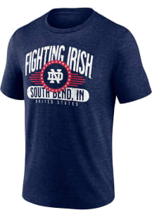 Notre Dame Fighting Irish Navy Blue Badge of Honor Short Sleeve Triblend Tee Short Sleeve Fashio..