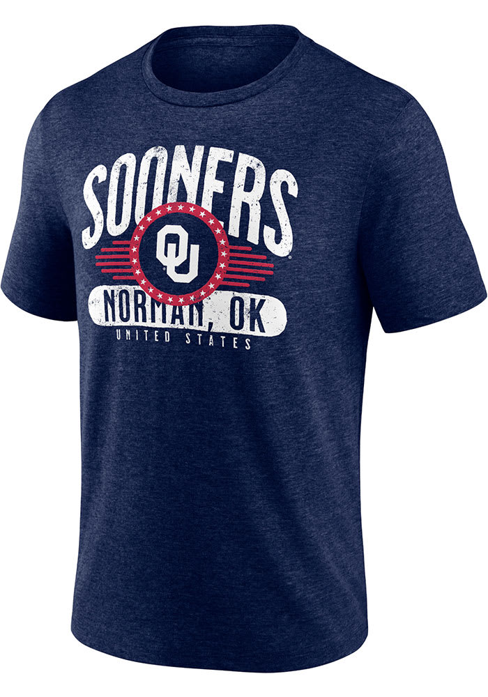 Oklahoma Sooners Navy Blue Badge of Honor Short Sleeve Triblend Tee Short Sleeve Fashion T Shirt