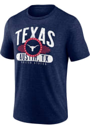 Texas Longhorns Navy Blue Badge of Honor Short Sleeve Triblend Tee Short Sleeve Fashion T Shirt