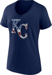 Kansas City Royals Womens Navy Blue Stars and Stripes Short Sleeve T-Shirt