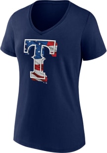 Texas Rangers Womens Navy Blue Stars and Stripes Short Sleeve T-Shirt
