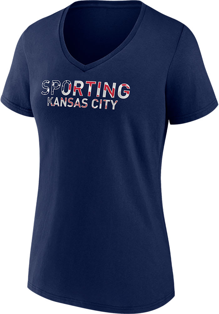 Sporting Kansas City Womens Navy Blue Stars and Stripes Short Sleeve T-Shirt