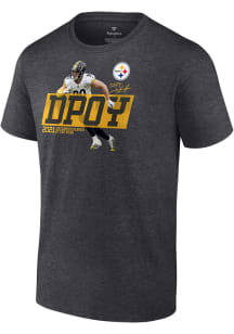 TJ Watt Pittsburgh Steelers Charcoal DEFENSIVE PLAYER OF THE YEAR Short Sleeve Player T Shirt