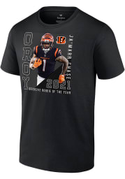 Ja'Marr Chase Cincinnati Bengals Black OFFENSIVE ROOKIE OF THE YEAR Short Sleeve T Shirt