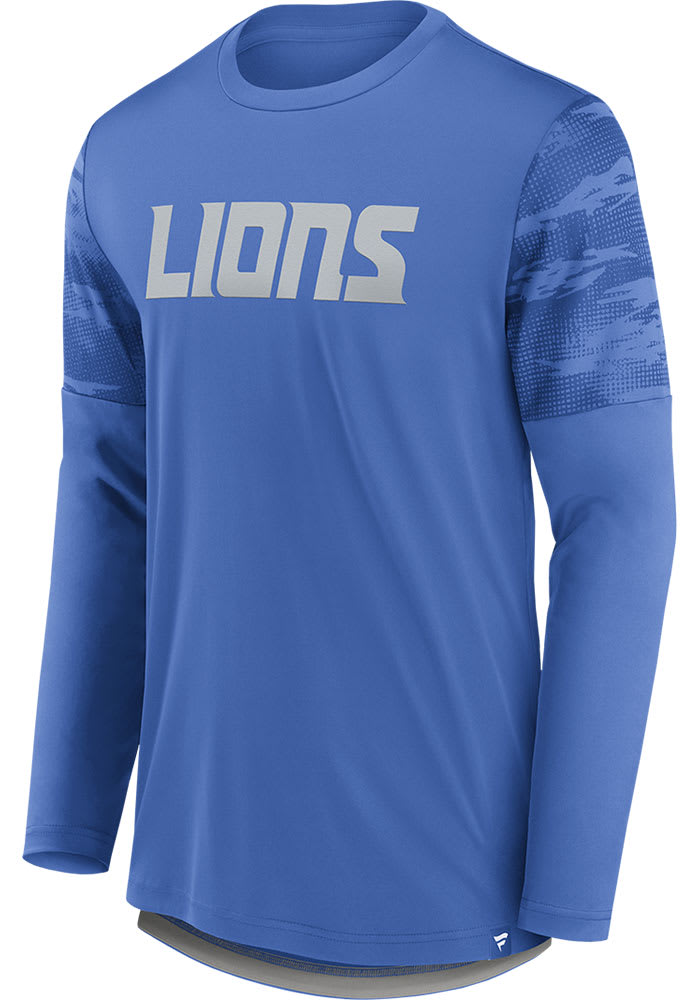 Detroit Lions Blue DEFENDER JAQUARD Long Sleeve T-Shirt