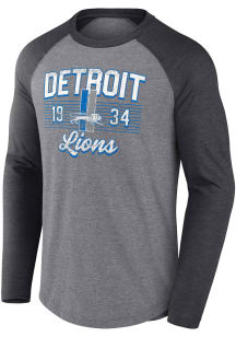 Detroit Lions Grey TRUE CLASSICS Long Sleeve Fashion T Shirt