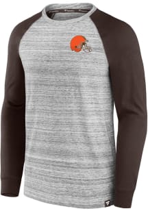 Cleveland Browns Grey ICONIC STREAKY RAGLAN Long Sleeve Fashion T Shirt