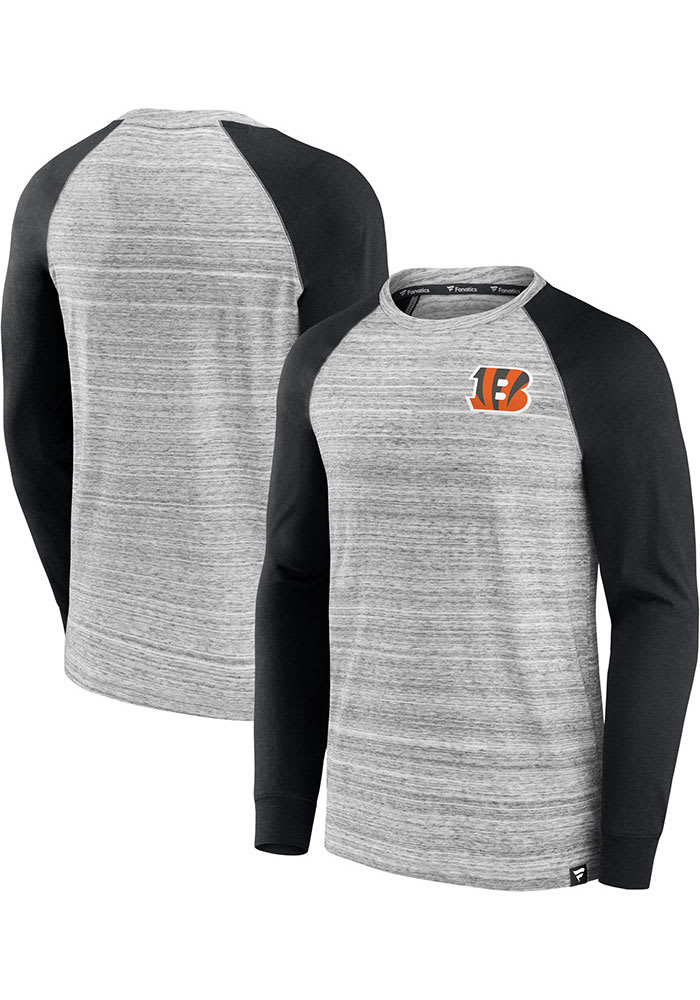 Cincinnati Bengals Grey ICONIC STREAKY RAGLAN Long Sleeve Fashion T Shirt