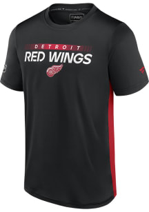 Detroit Red Wings Black Rink Tech Short Sleeve T Shirt