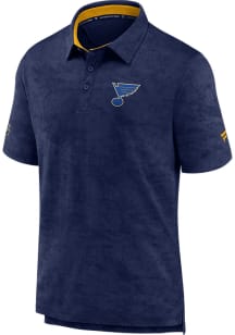 St Louis Blues Mens Navy Blue Rink Short Sleeve Polo
