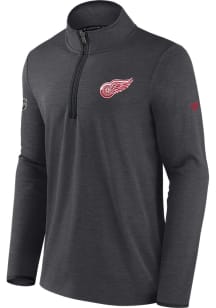 Detroit Red Wings Mens Charcoal Rink Fleece Long Sleeve 1/4 Zip Pullover