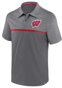 Mens Red Wisconsin Badgers Streaky Short Sleeve Polo Shirt