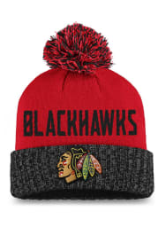 Chicago Blackhawks Black Iconic Pom Beanie Womens Knit Hat