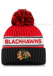 Chicago Blackhawks Red Authentic Pro LR Pom Beanie Womens Knit Hat