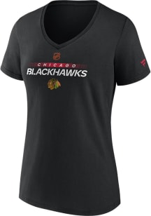 Chicago Blackhawks Womens Black Authentic Pro Short Sleeve T-Shirt