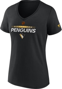 Pittsburgh Penguins Womens Black Authentic Pro Short Sleeve T-Shirt