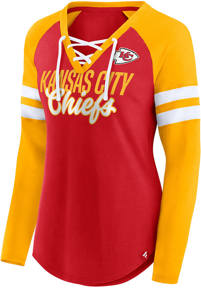 Kansas City Chiefs Womens Red Boyfriend Vintage LS Tee