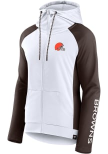 Cleveland Browns Womens White Iconic Long Sleeve Full Zip Jacket