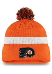 Philadelphia Flyers Orange Authentic Pro Draft Cuffed Pom Mens Knit Hat