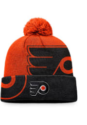Philadelphia Flyers Orange Block Party Cuff Pom Mens Knit Hat