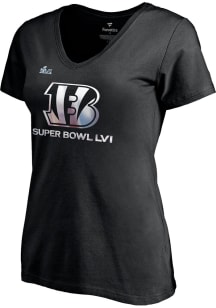 Cincinnati Bengals Womens Black Shimmer Short Sleeve T-Shirt