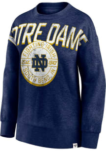 Notre Dame Fighting Irish Womens Navy Blue Oversized Crew Sweatshirt