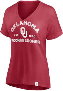 Oklahoma Sooners Womens Cardinal Flowy Cotton Slub Short Sleeve T-Shirt