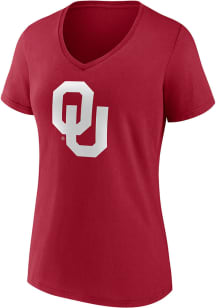 Oklahoma Sooners Womens Cardinal Primary Logo Short Sleeve T-Shirt