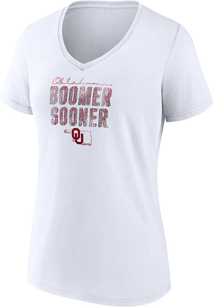 Oklahoma Sooners Womens White Drop Back Short Sleeve T-Shirt