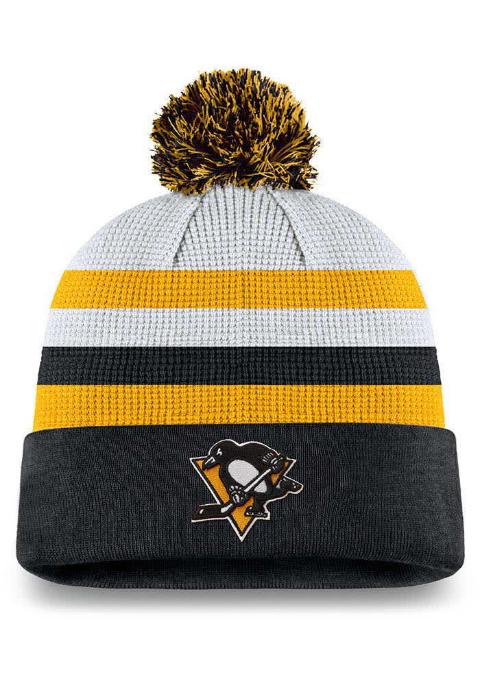 Pittsburgh Penguins White Draft Jersey Hook Pom Mens Knit Hat