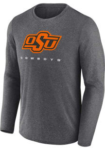 Oklahoma State Cowboys Charcoal Defender Logo Long Sleeve T-Shirt